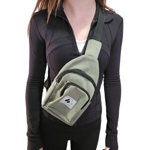 Greenish grayish‎ sling crossbody canvas bag
